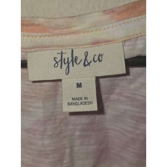 Style & Co Tie-Dyed Henley Sunrise M MEDUIM Tank Summer Top Shirt - Picture 5 of 5